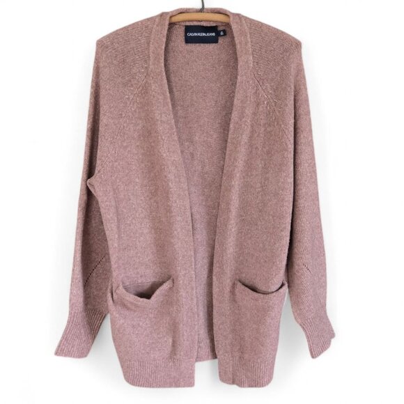 Calvin Klein Jeans Sweaters - Calvin Klein Jeans Womens Cardigan Large Light Pink Mauve Long Sleeve Pockets